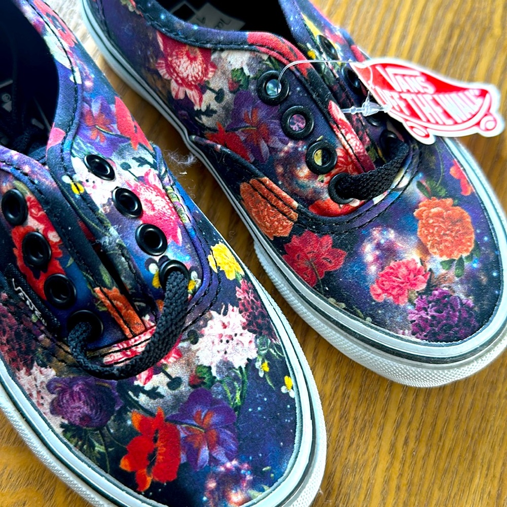Vans Toddler Galaxy Floral blk size 10.5 lace up sneakers